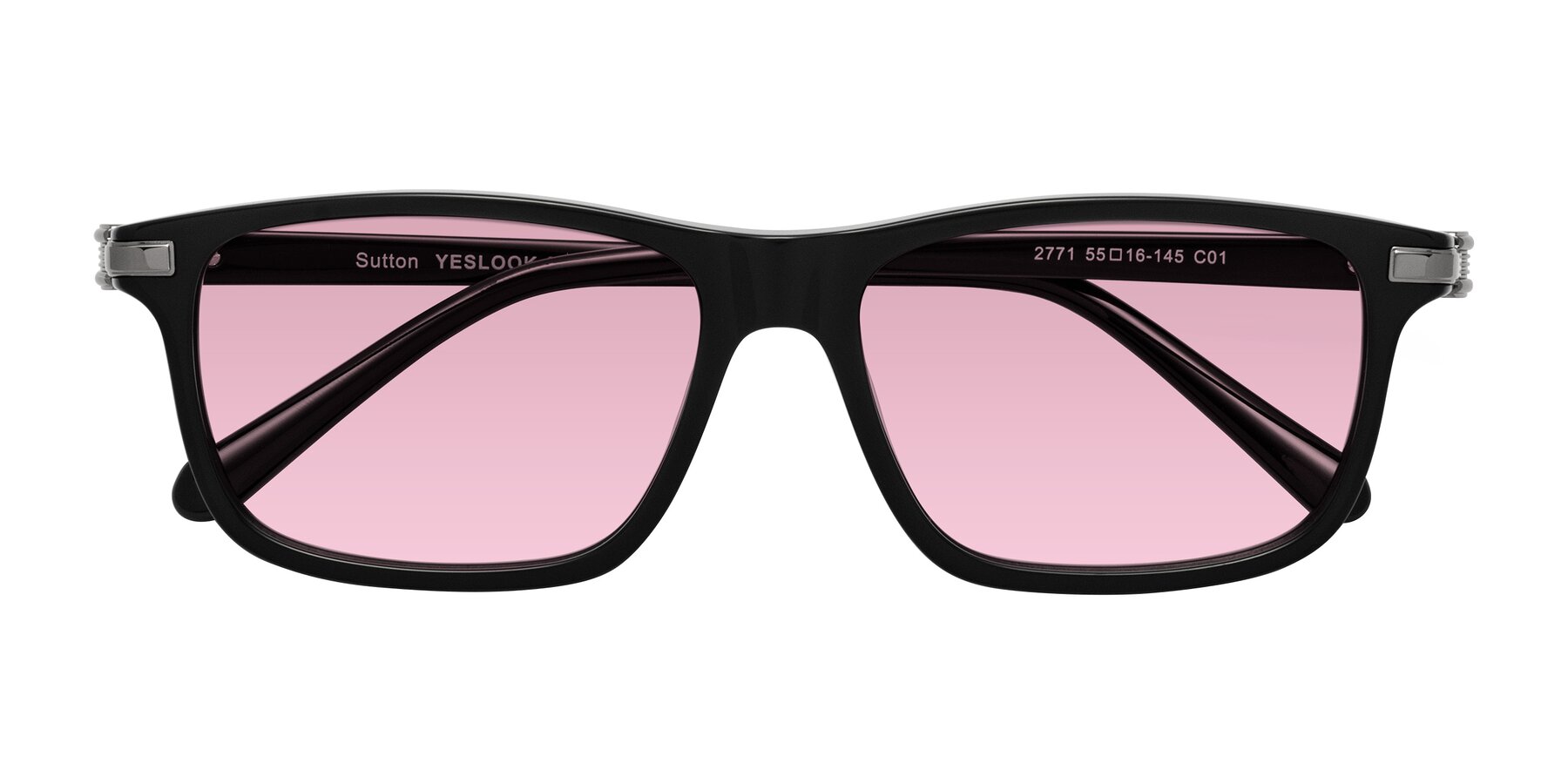 Folded Front of Sutton in Black with Light Wine Tinted Lenses