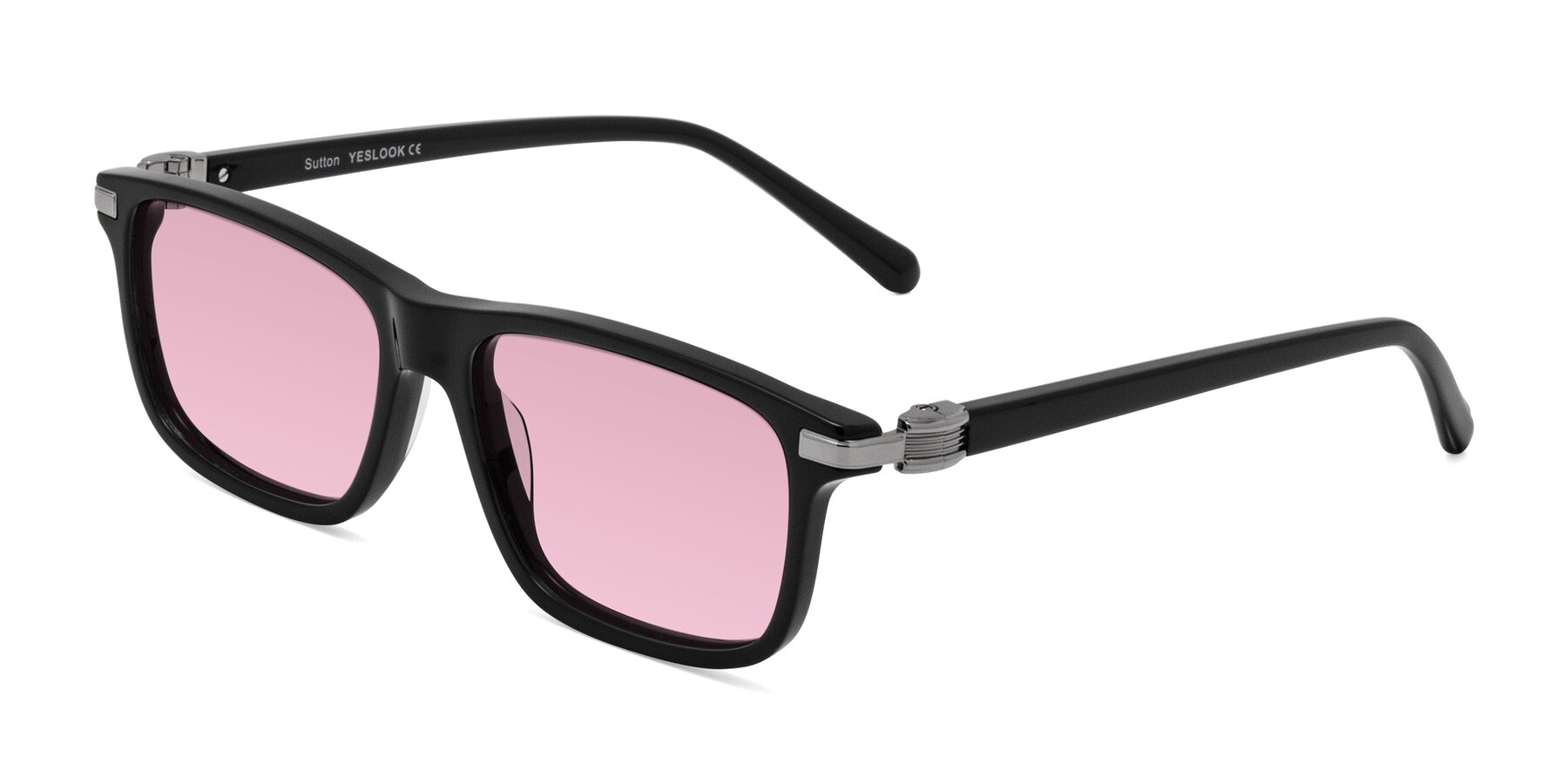 Angle of Sutton in Black with Light Wine Tinted Lenses