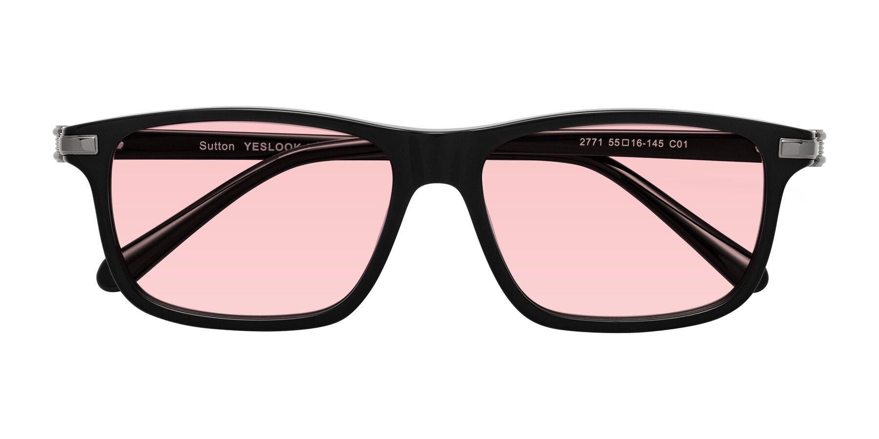 Folded Front of Sutton in Black with Light Garnet Tinted Lenses