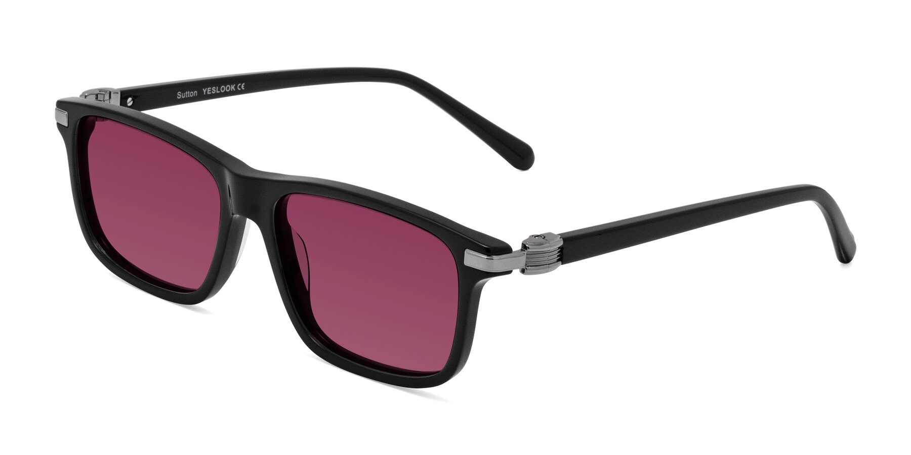 Angle of Sutton in Black with Wine Tinted Lenses