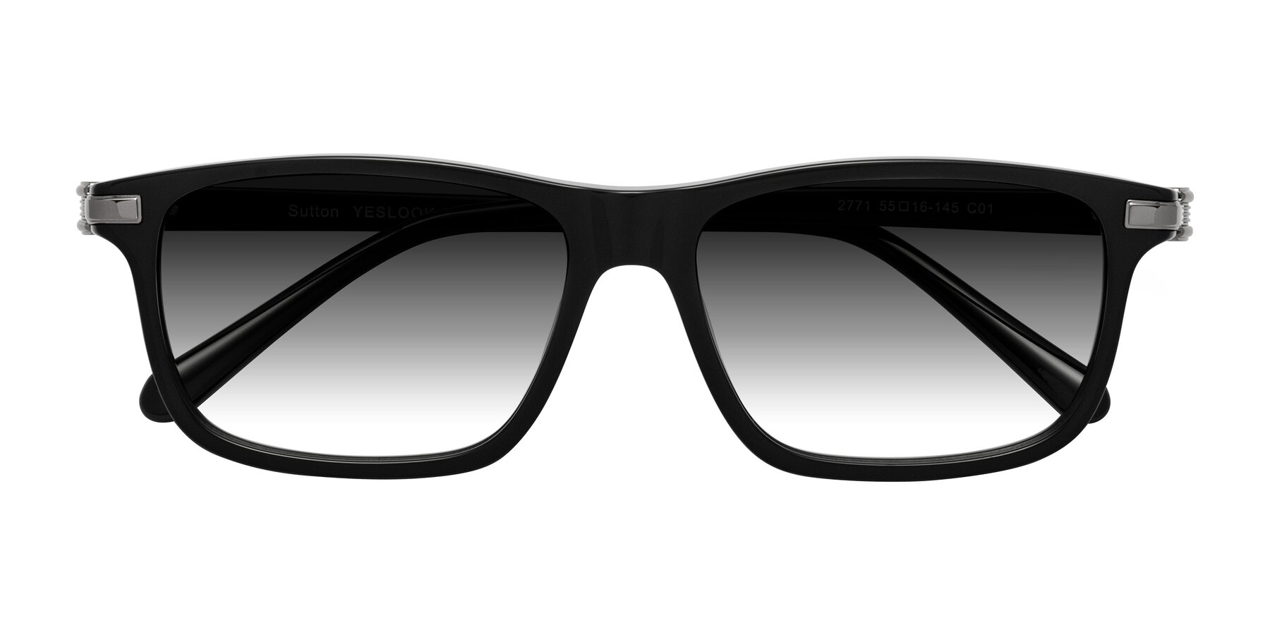Folded Front of Sutton in Black with Gray Gradient Lenses