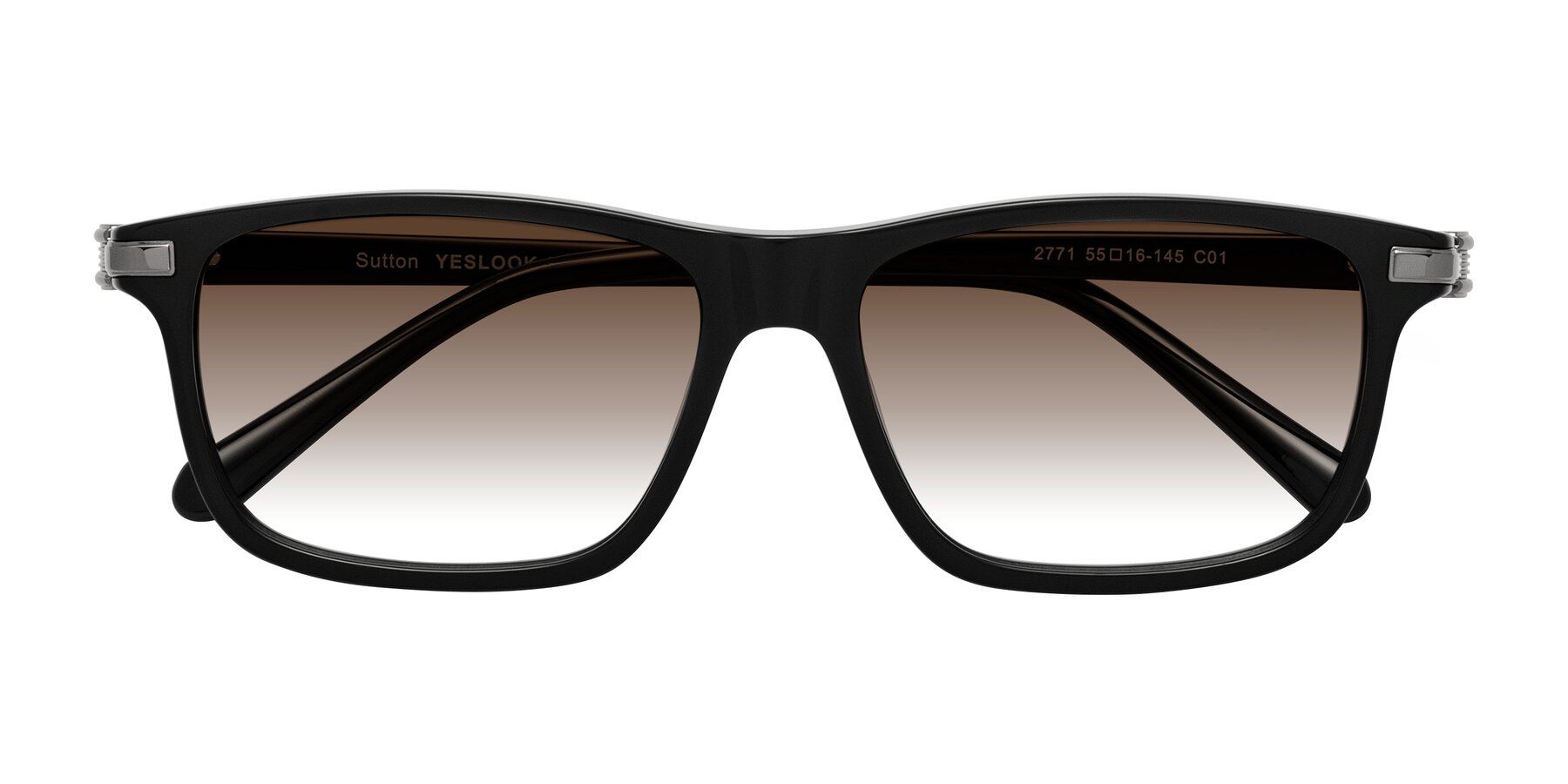 Folded Front of Sutton in Black with Brown Gradient Lenses