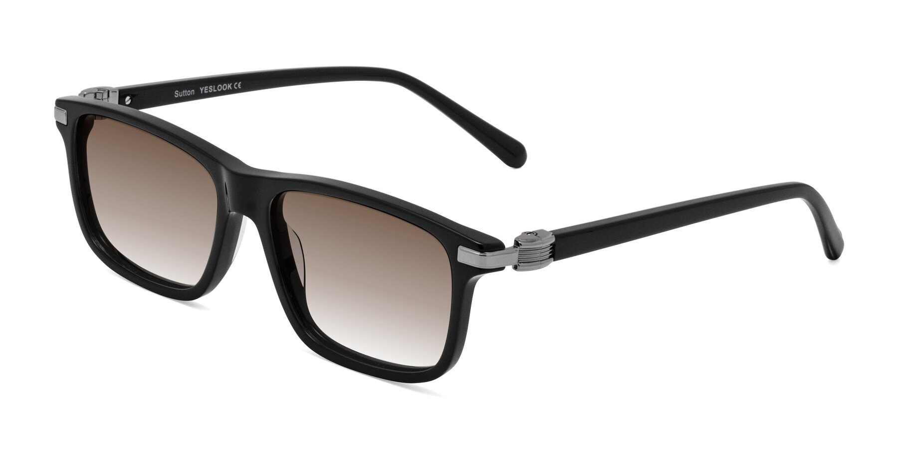 Angle of Sutton in Black with Brown Gradient Lenses