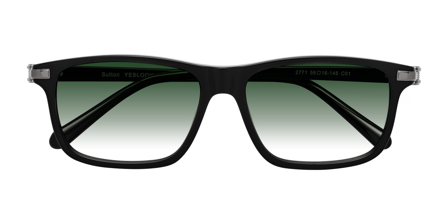 Folded Front of Sutton in Black with Green Gradient Lenses