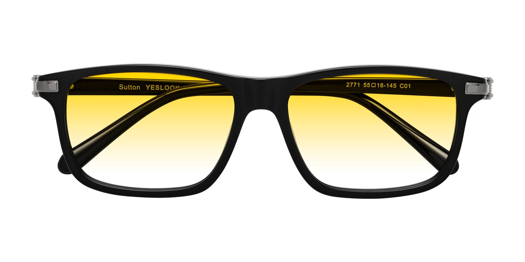 Folded Front of Sutton in Black with Yellow Gradient Lenses