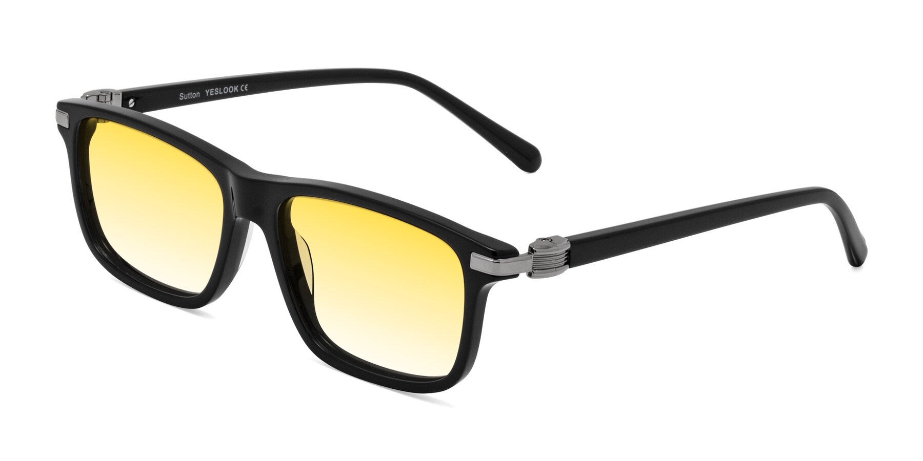 Angle of Sutton in Black with Yellow Gradient Lenses