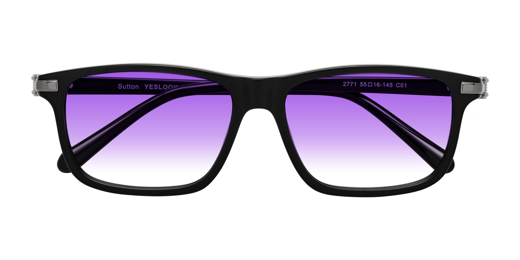 Folded Front of Sutton in Black with Purple Gradient Lenses