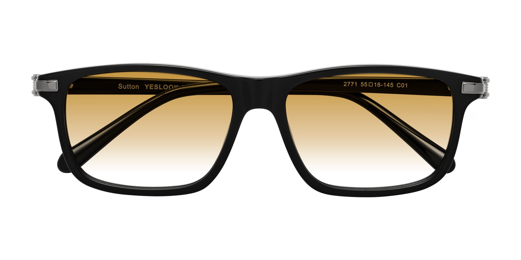 Folded Front of Sutton in Black with Champagne Gradient Lenses