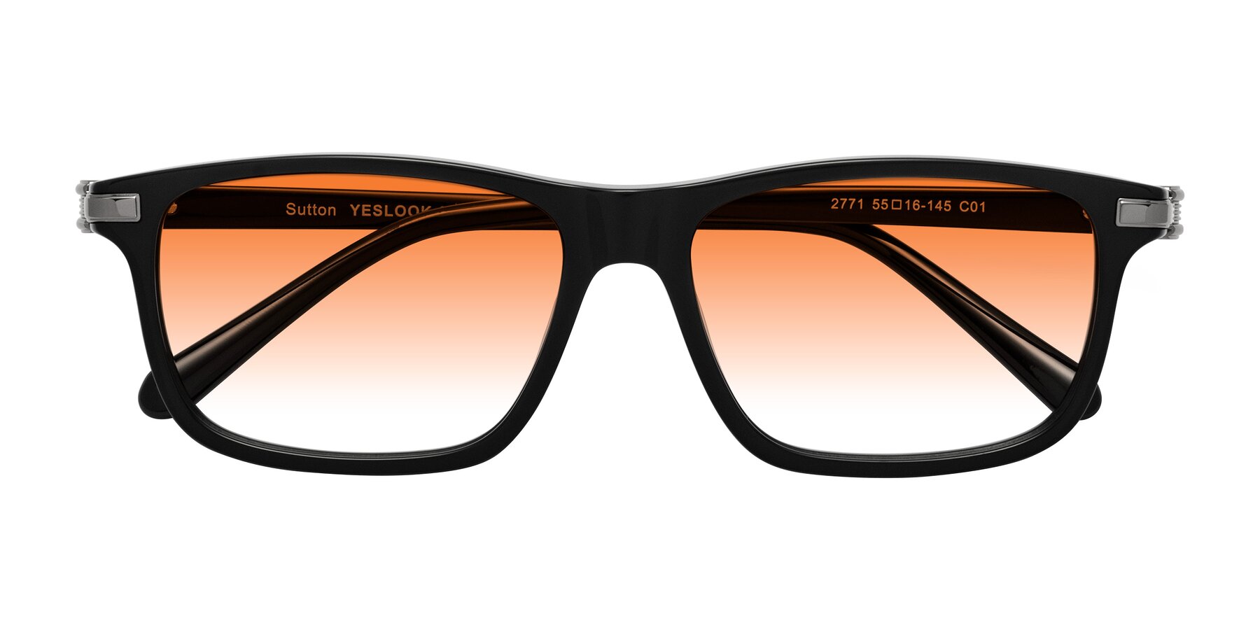 Folded Front of Sutton in Black with Orange Gradient Lenses