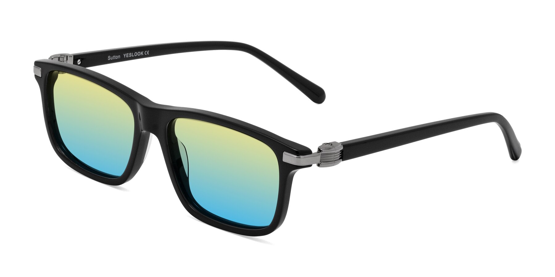 Angle of Sutton in Black with Yellow / Blue Gradient Lenses