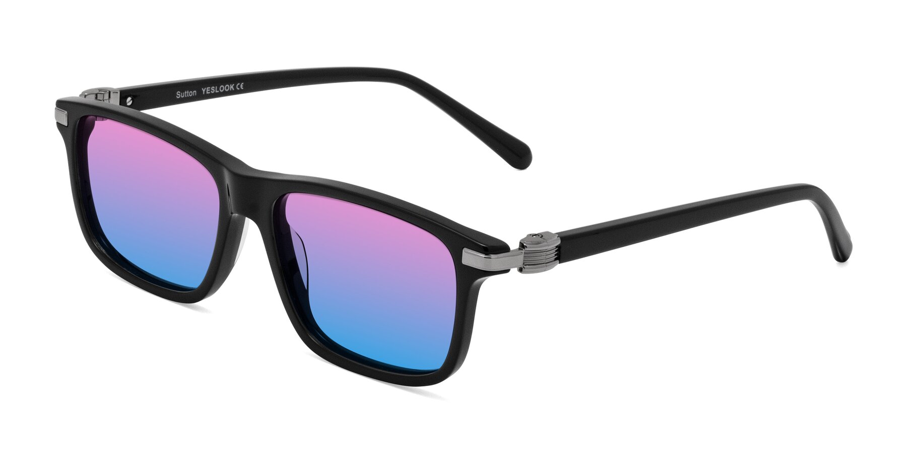 Angle of Sutton in Black with Pink / Blue Gradient Lenses