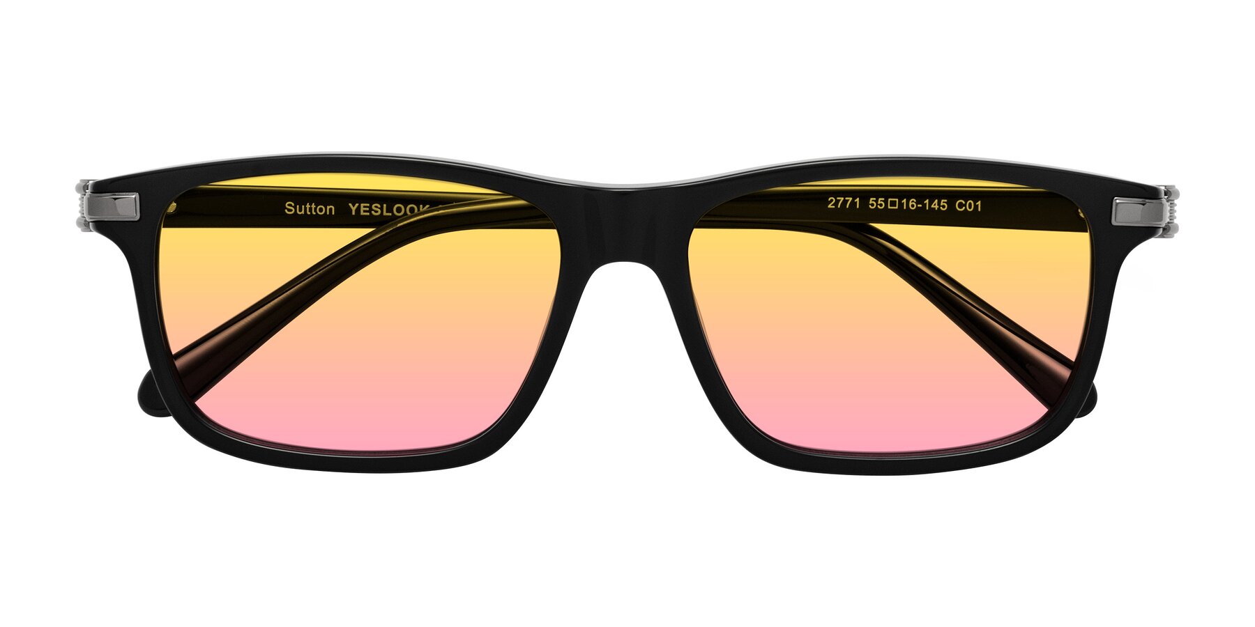 Folded Front of Sutton in Black with Yellow / Pink Gradient Lenses