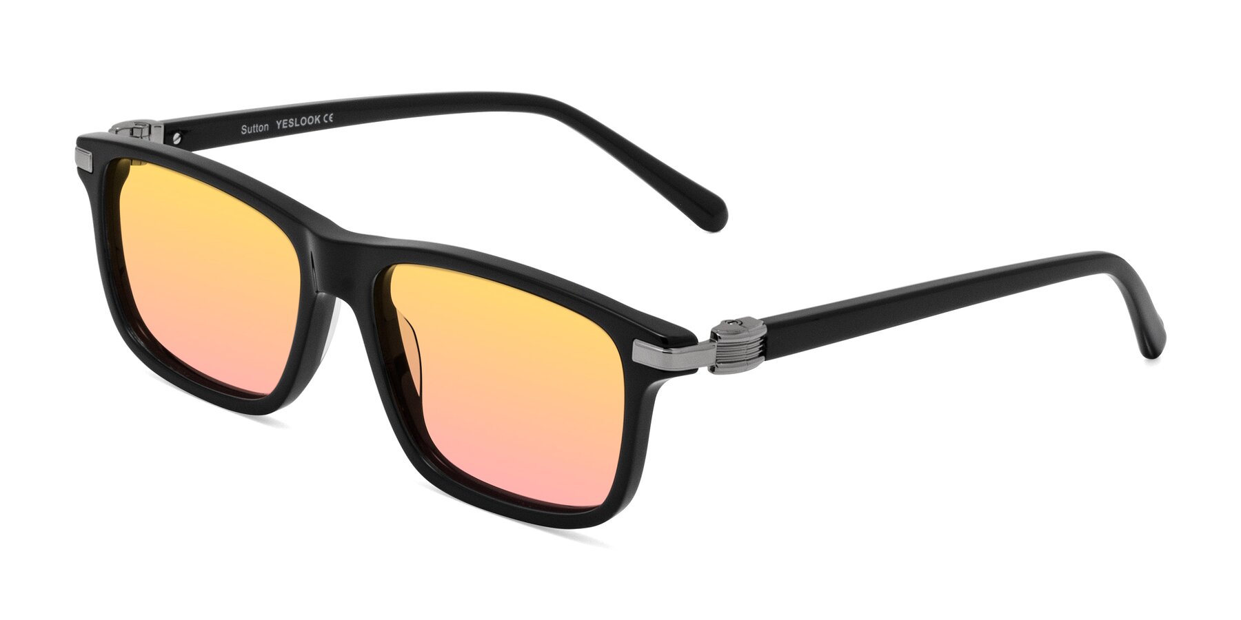 Angle of Sutton in Black with Yellow / Pink Gradient Lenses