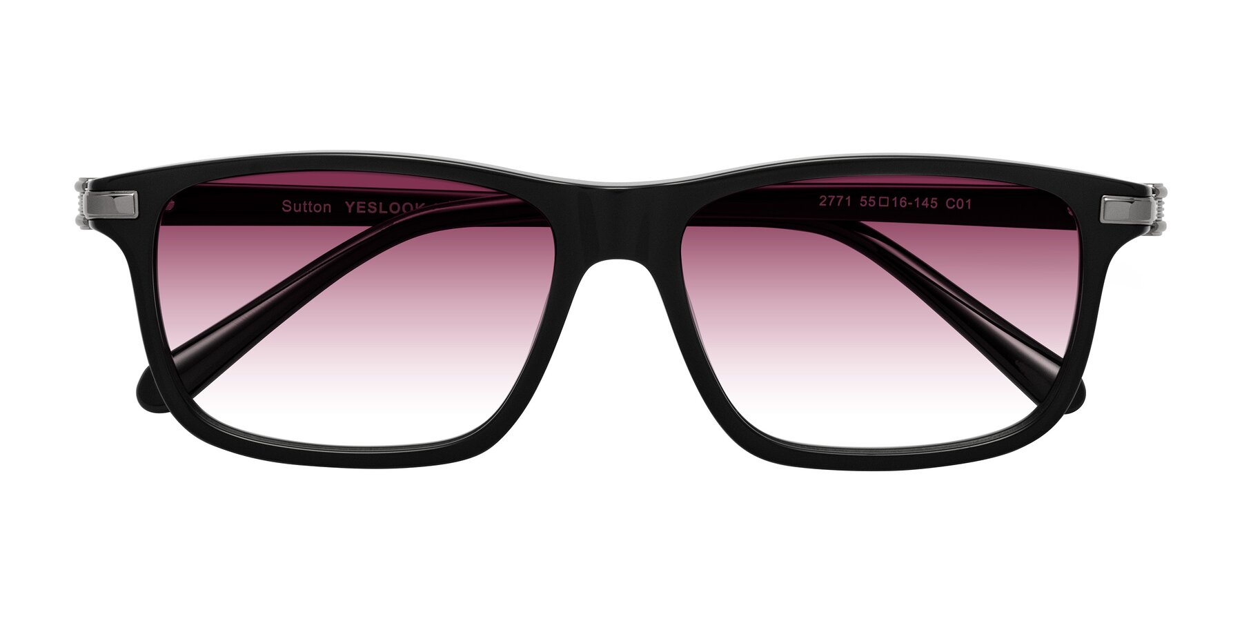 Folded Front of Sutton in Black with Wine Gradient Lenses