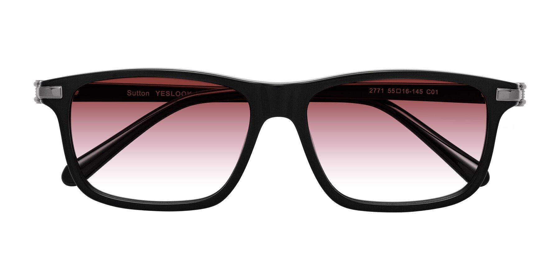 Folded Front of Sutton in Black with Garnet Gradient Lenses