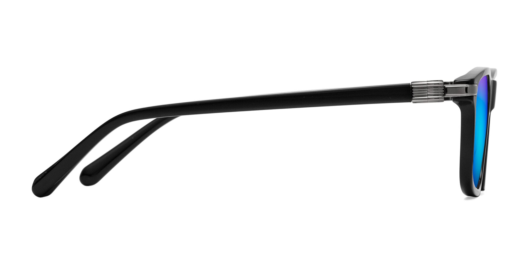Side of Sutton in Black with Blue Mirrored Lenses