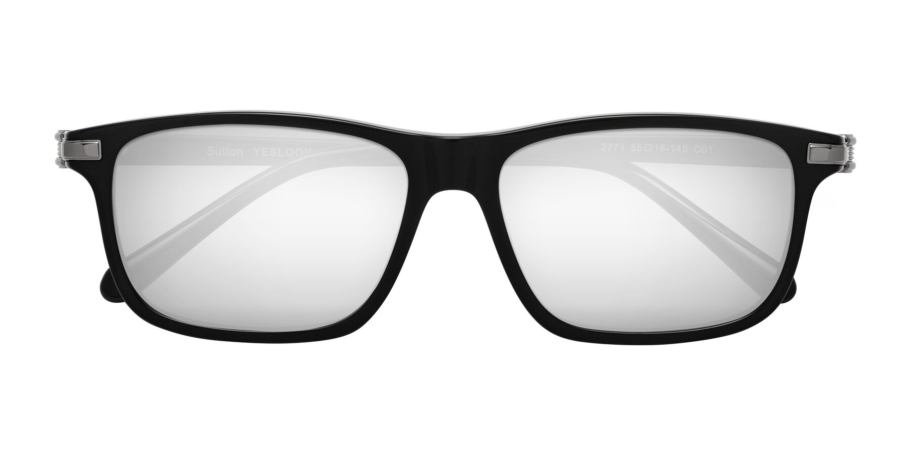 Folded Front of Sutton in Black with Silver Mirrored Lenses
