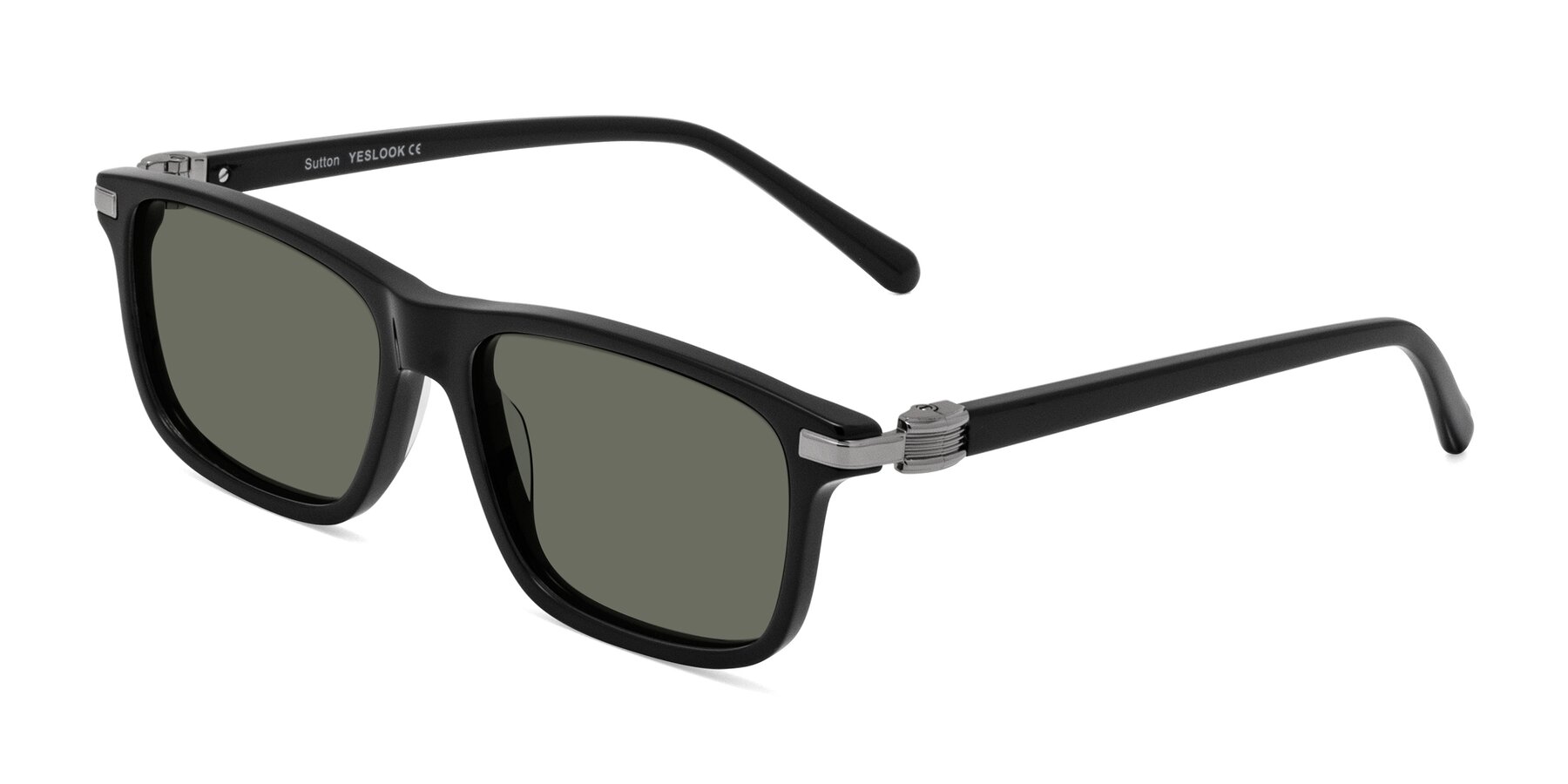 Angle of Sutton in Black with Gray Polarized Lenses