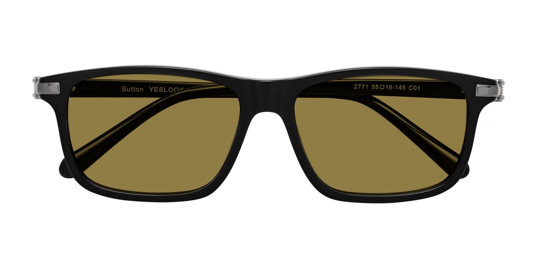 Folded Front of Sutton in Black with Brown Polarized Lenses