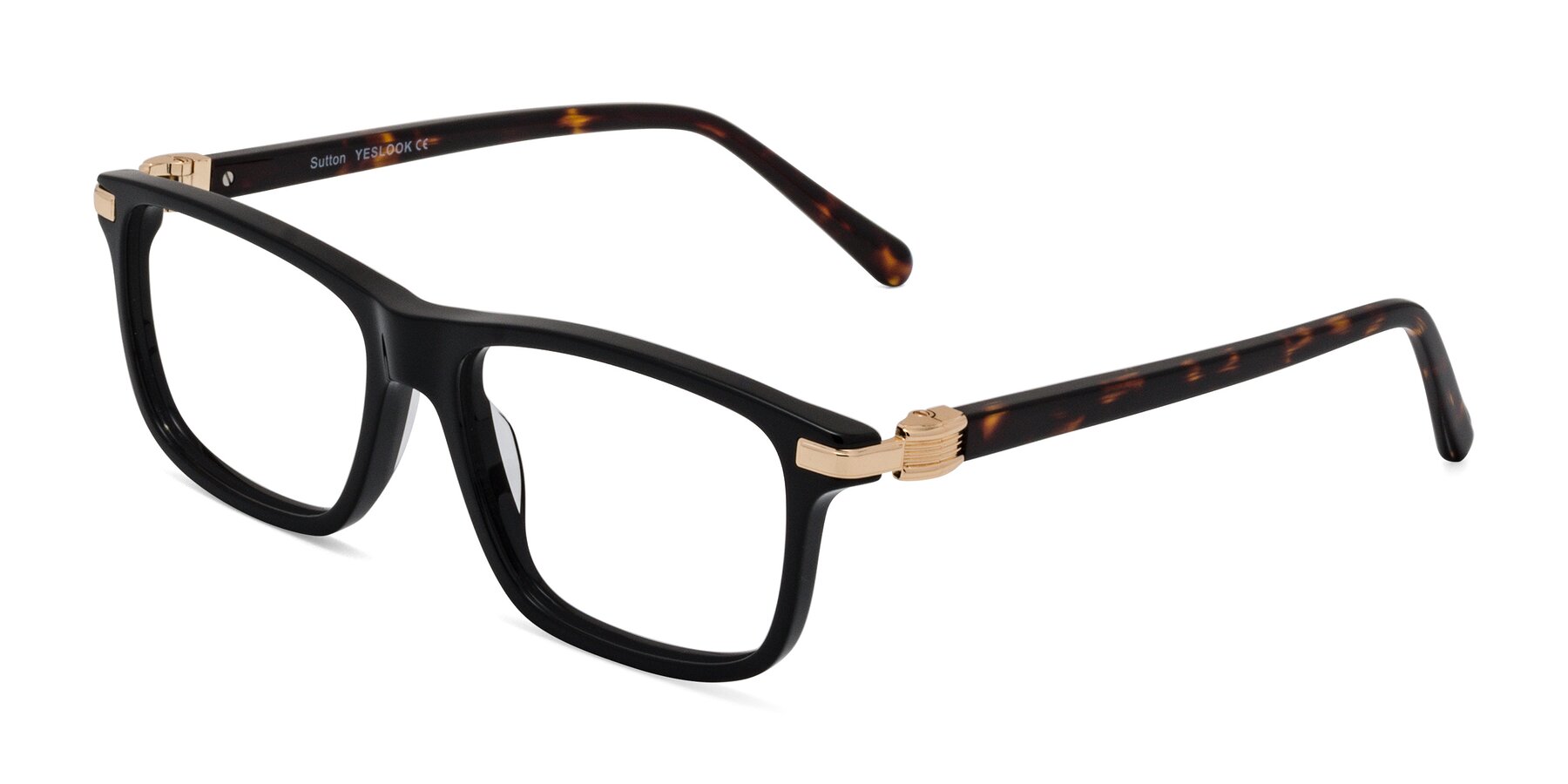 Angle of Sutton in Black/Tortoise with Clear Eyeglass Lenses
