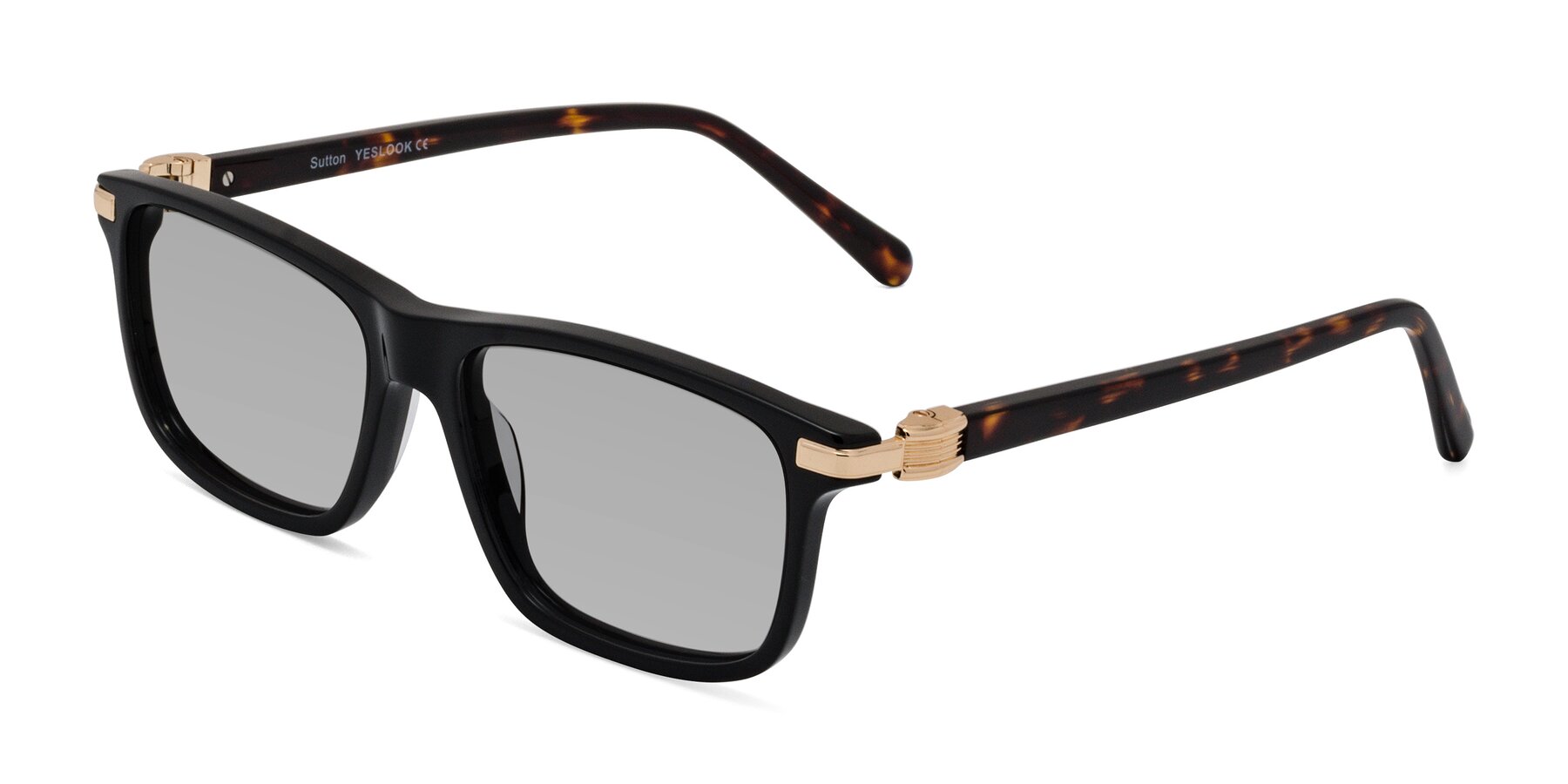 Angle of Sutton in Black/Tortoise with Light Gray Tinted Lenses