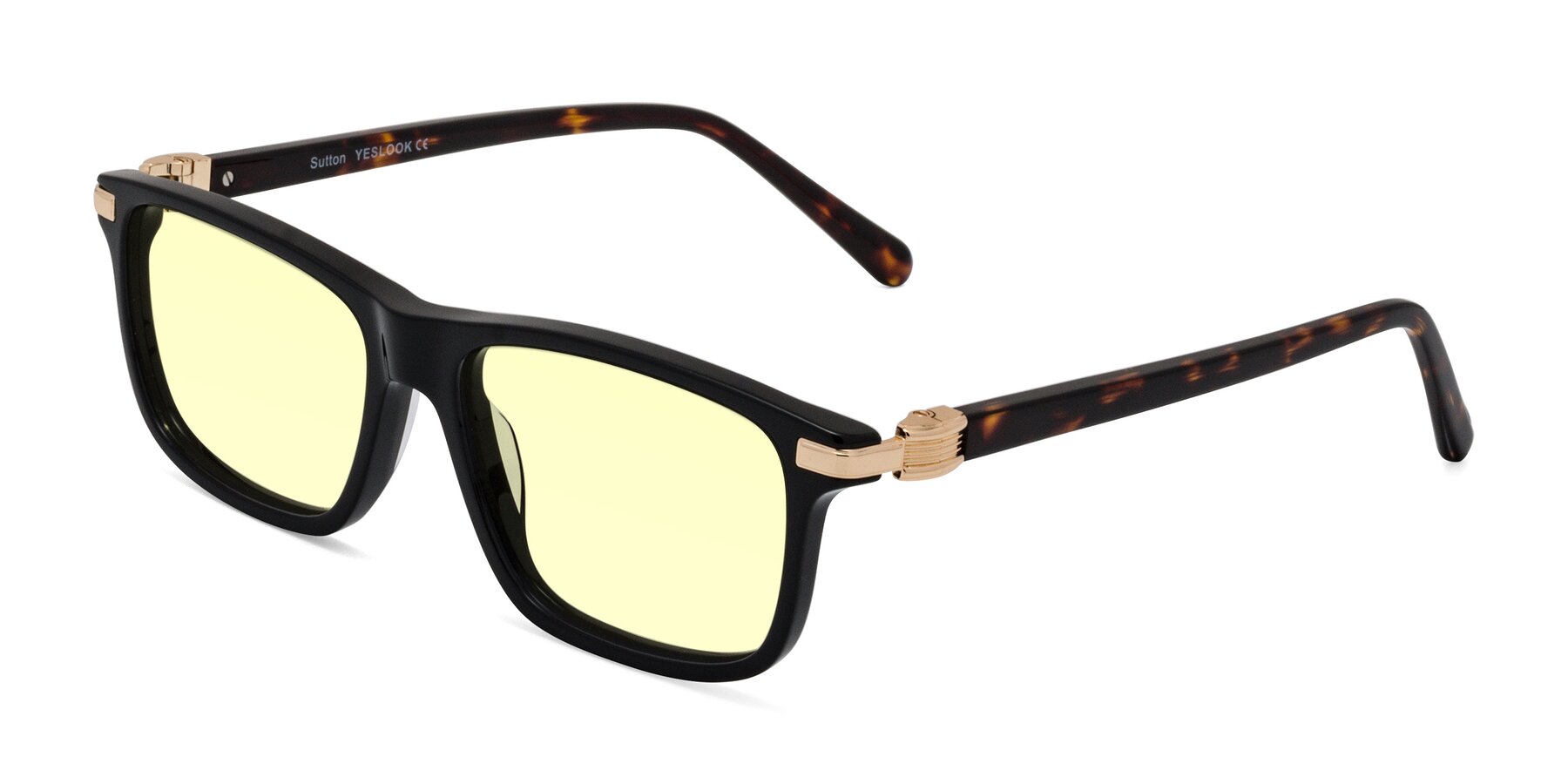 Angle of Sutton in Black/Tortoise with Light Yellow Tinted Lenses