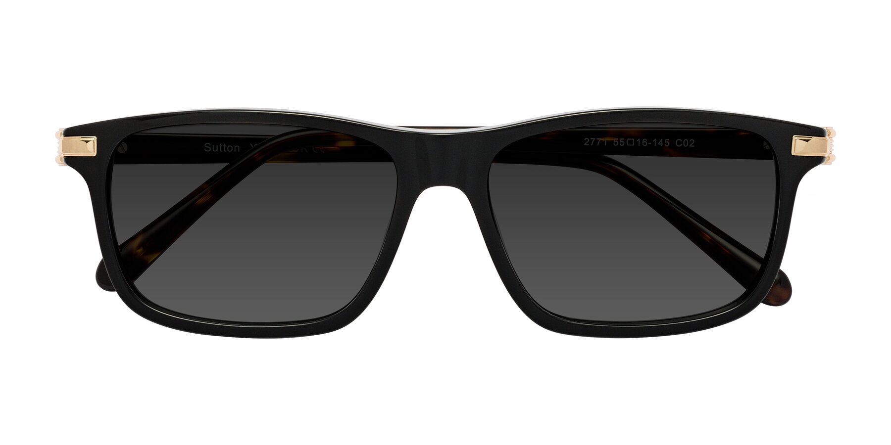 Folded Front of Sutton in Black/Tortoise with Gray Tinted Lenses