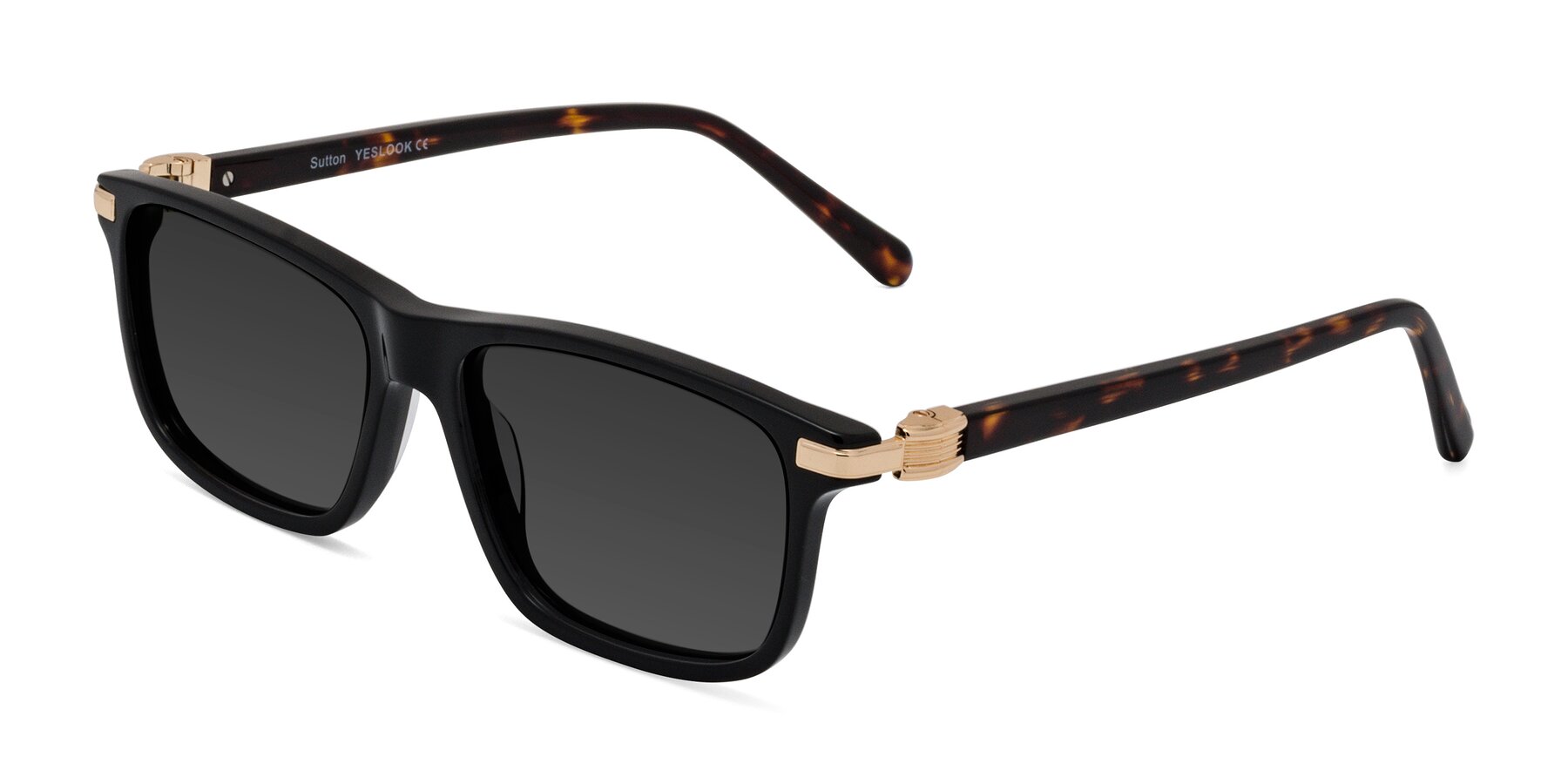 Angle of Sutton in Black/Tortoise with Gray Tinted Lenses