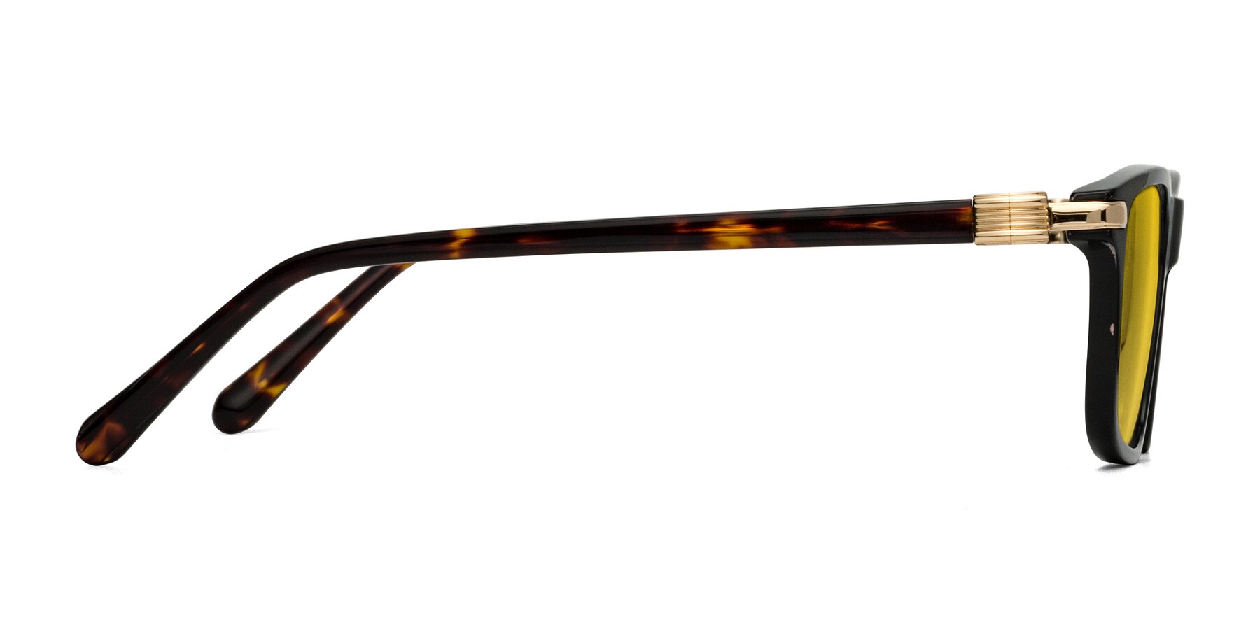 Side of Sutton in Black/Tortoise with Yellow Tinted Lenses