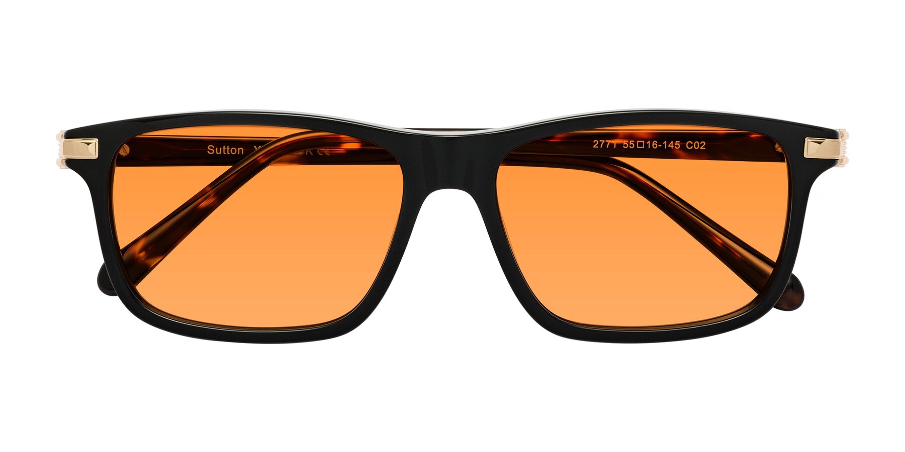 Folded Front of Sutton in Black/Tortoise with Orange Tinted Lenses