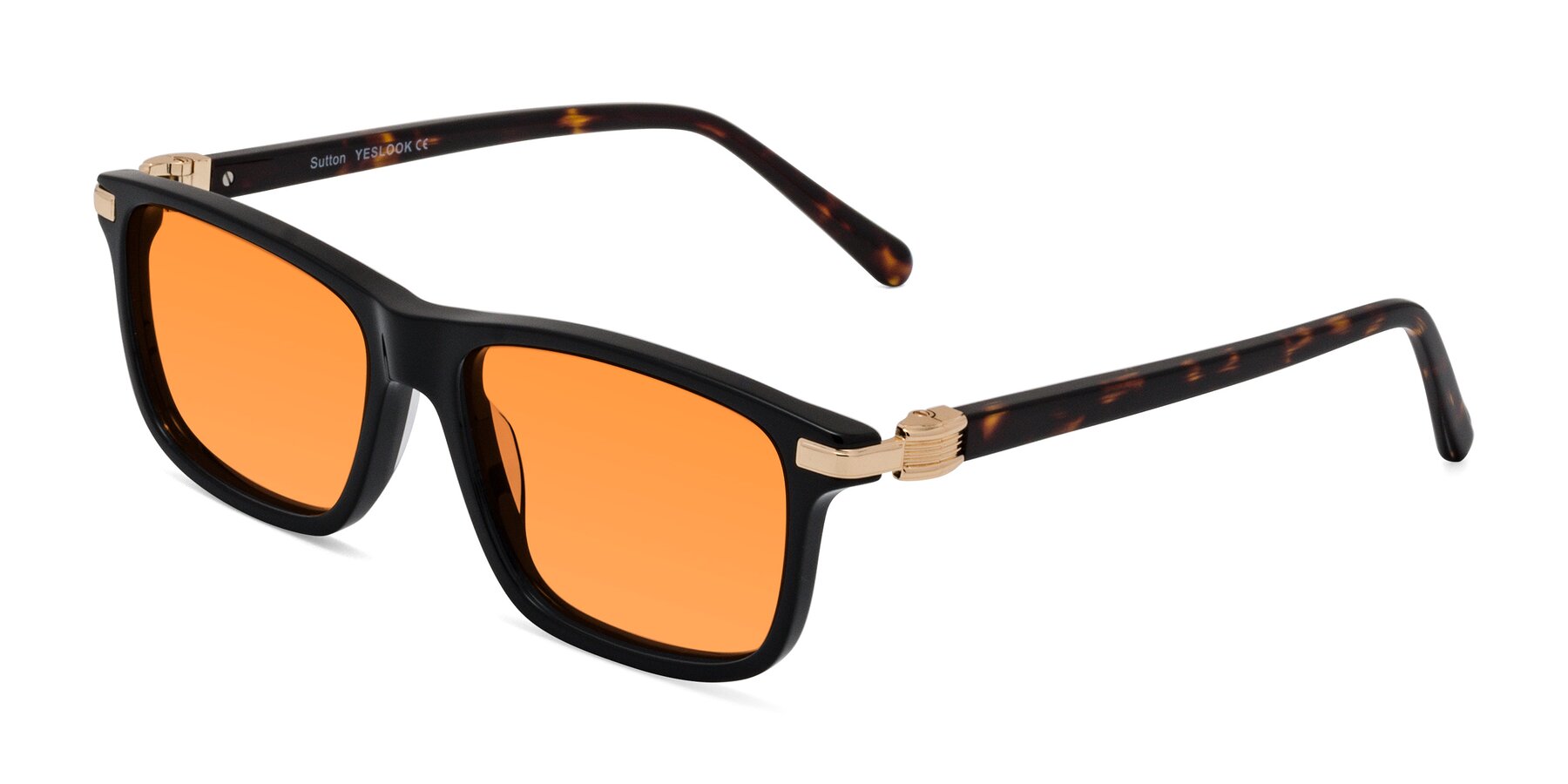 Angle of Sutton in Black/Tortoise with Orange Tinted Lenses