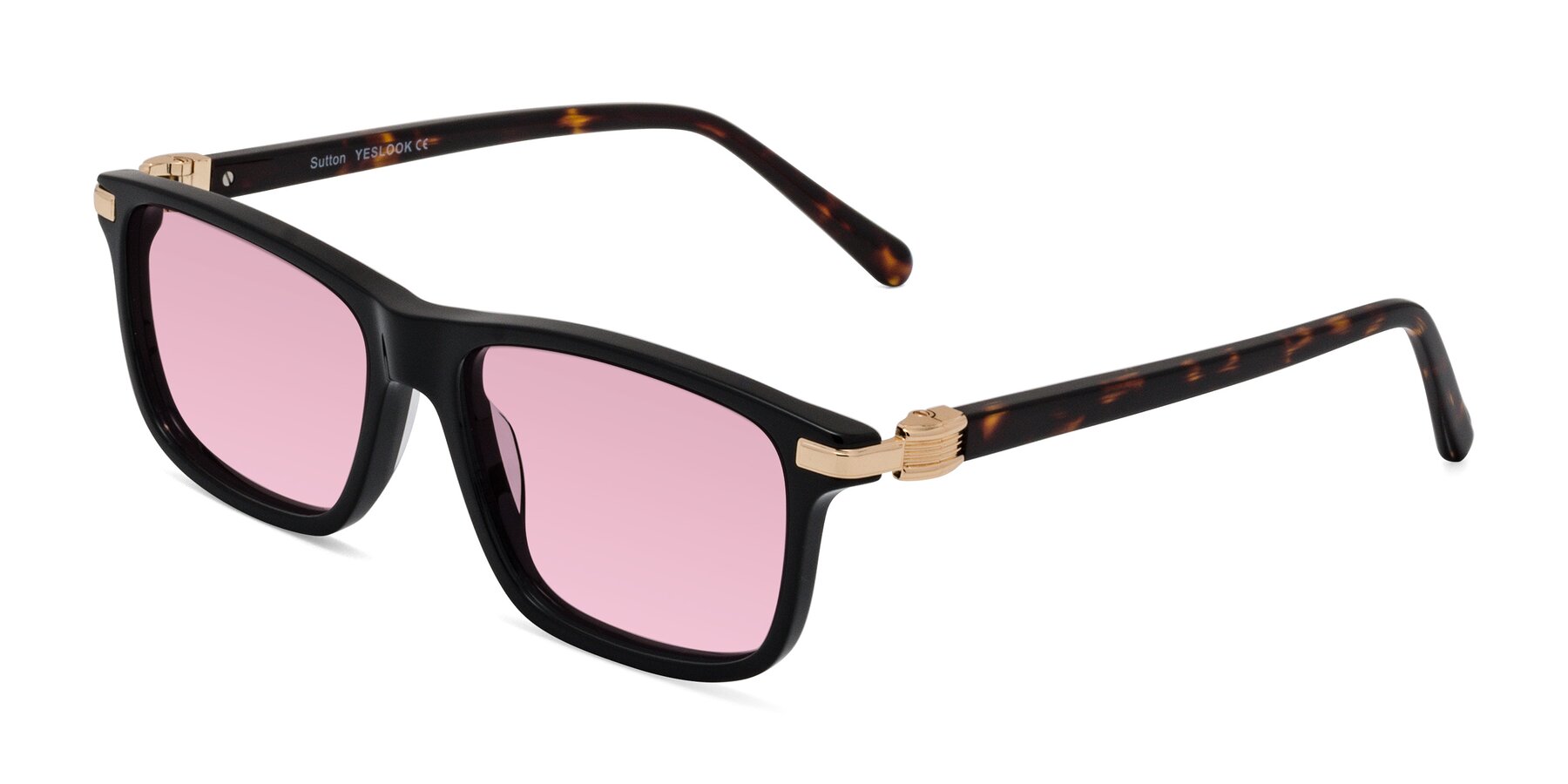 Angle of Sutton in Black/Tortoise with Light Wine Tinted Lenses
