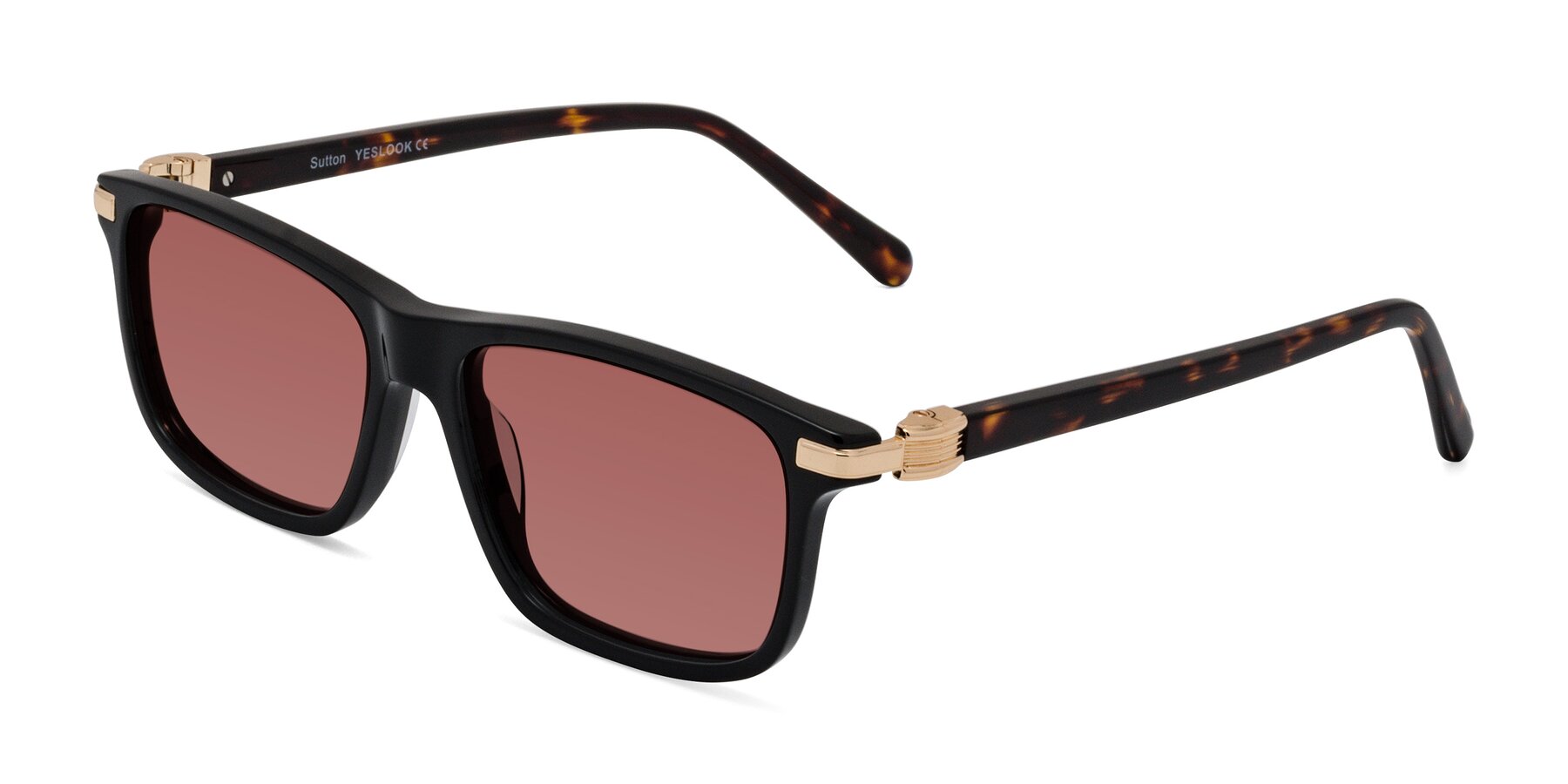 Angle of Sutton in Black/Tortoise with Garnet Tinted Lenses