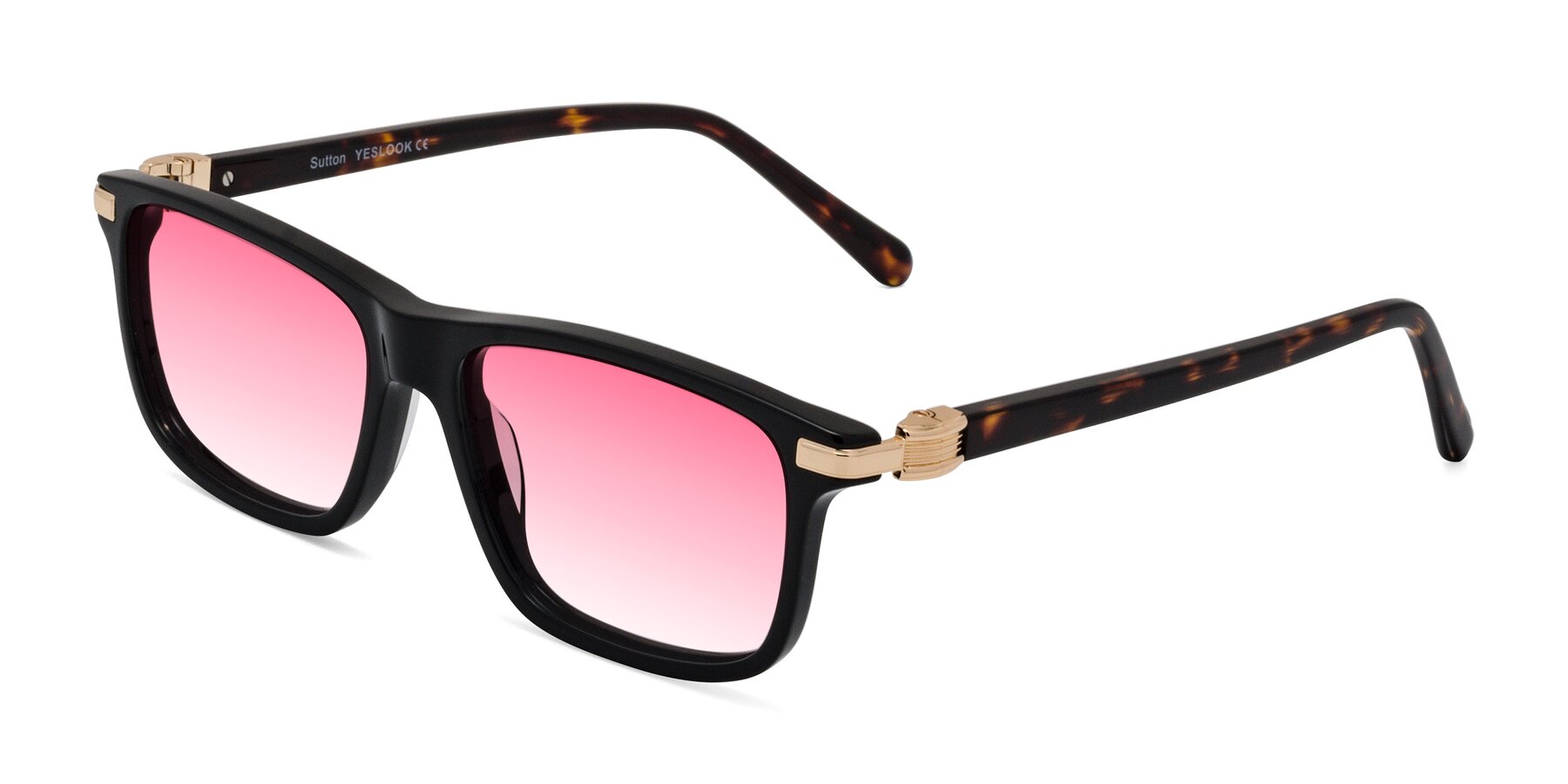 Angle of Sutton in Black/Tortoise with Pink Gradient Lenses