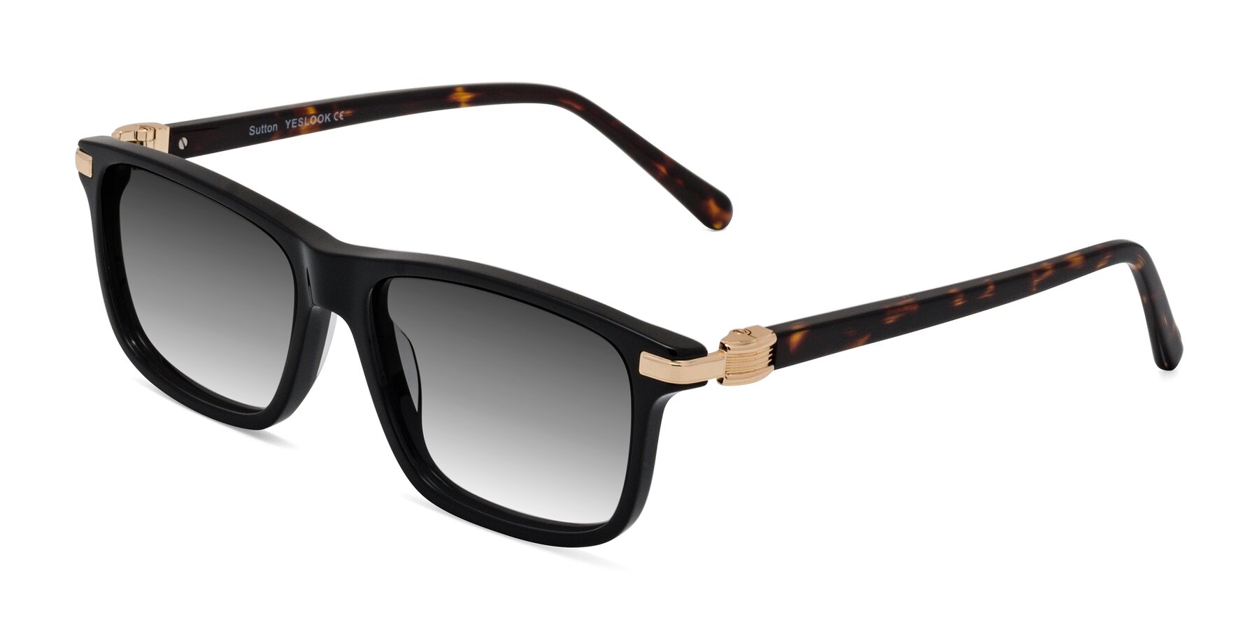 Angle of Sutton in Black/Tortoise with Gray Gradient Lenses
