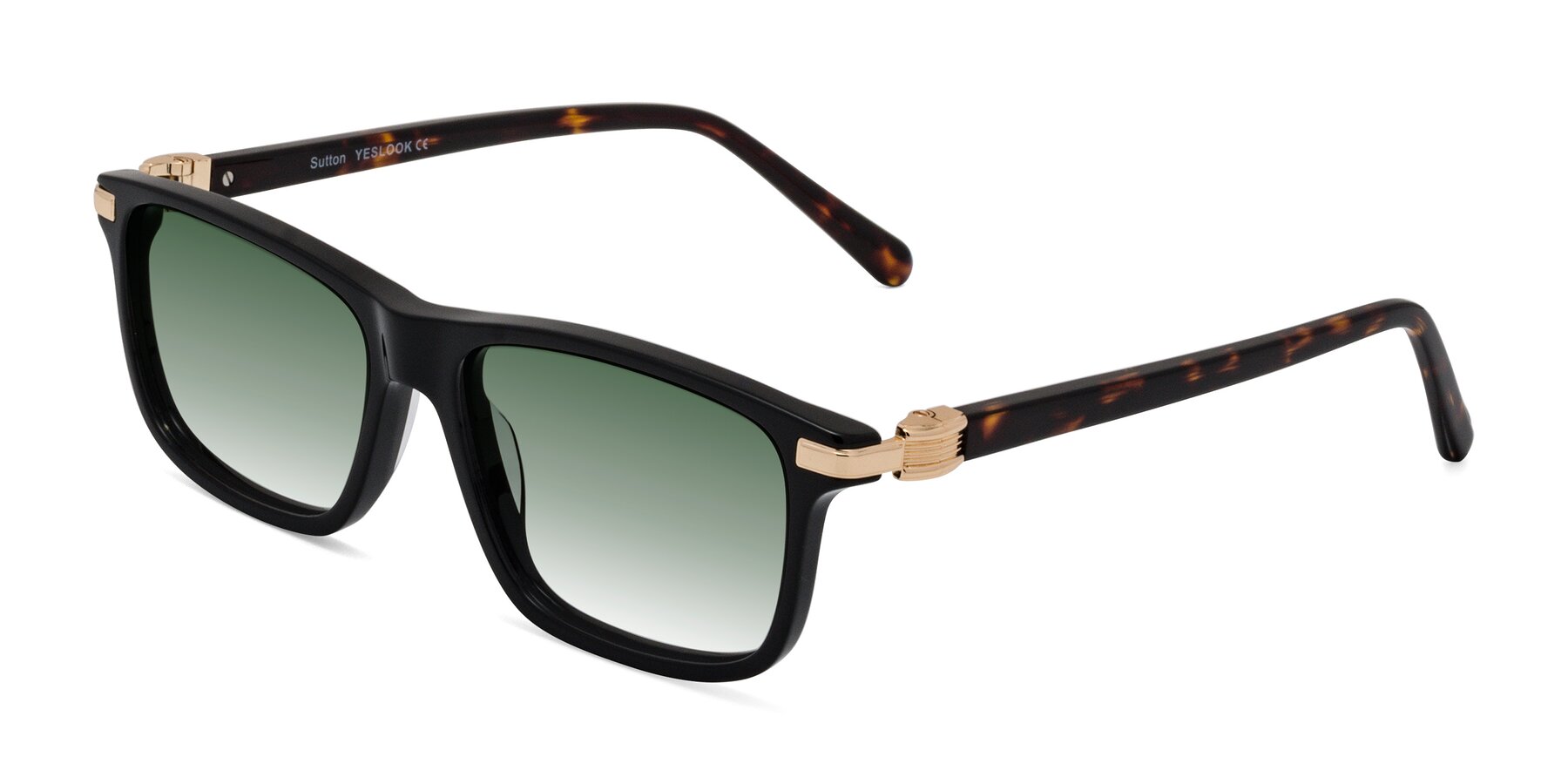 Angle of Sutton in Black/Tortoise with Green Gradient Lenses
