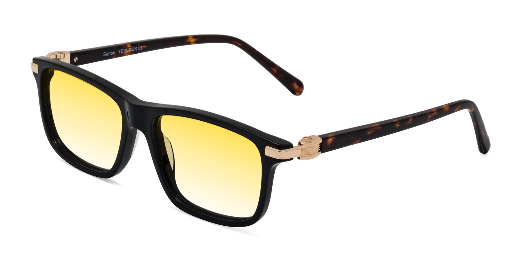 Angle of Sutton in Black/Tortoise with Yellow Gradient Lenses