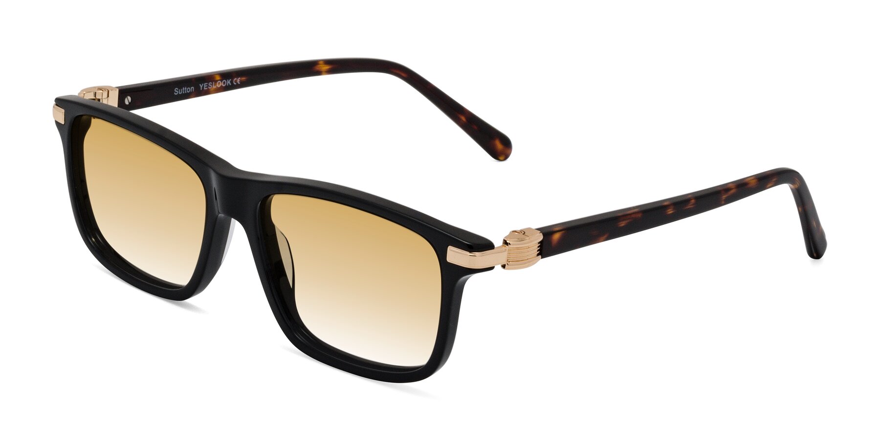 Angle of Sutton in Black/Tortoise with Champagne Gradient Lenses