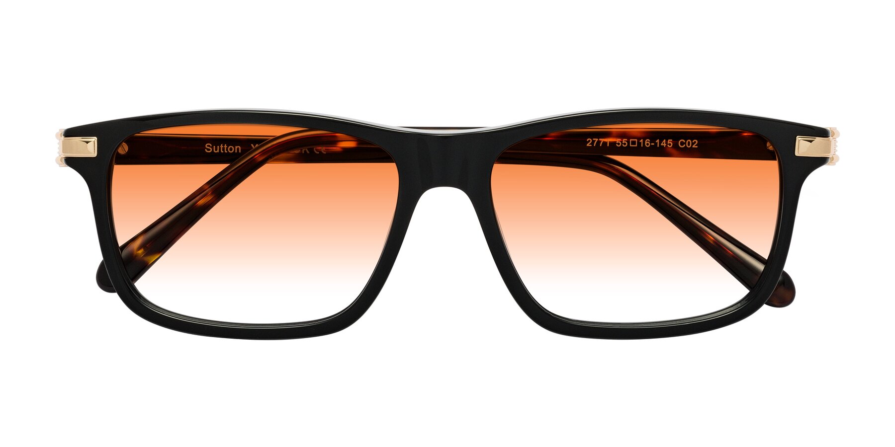 Folded Front of Sutton in Black/Tortoise with Orange Gradient Lenses