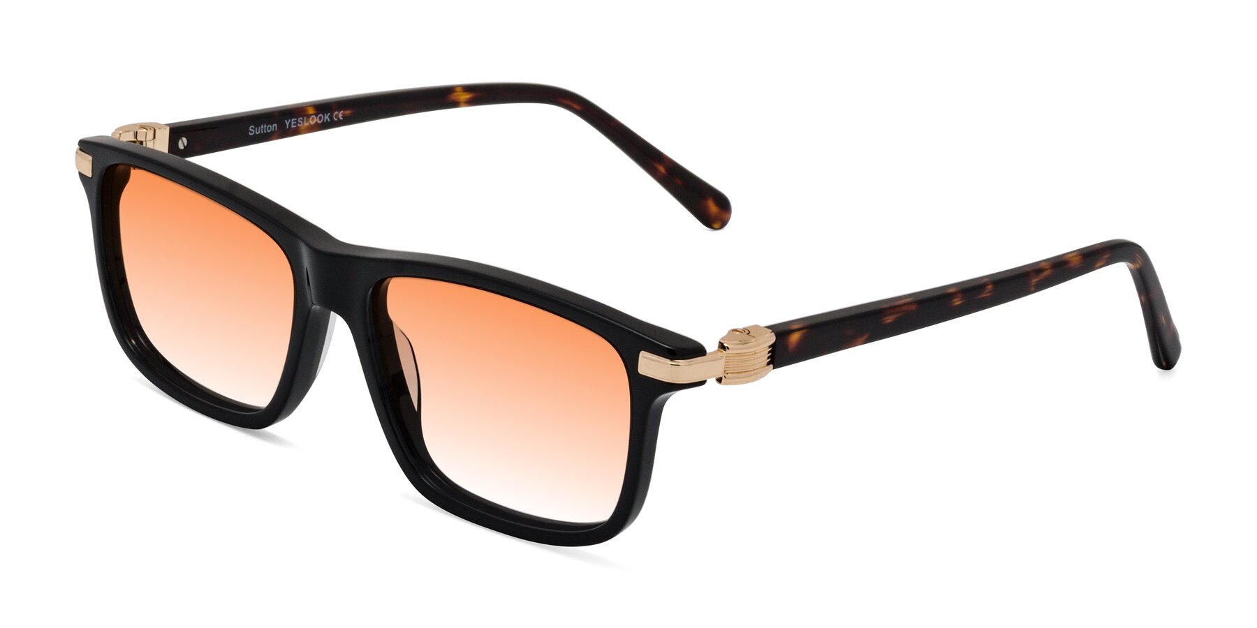 Angle of Sutton in Black/Tortoise with Orange Gradient Lenses