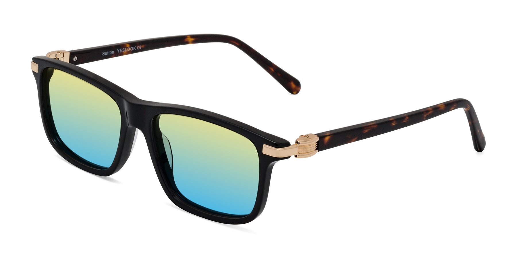 Angle of Sutton in Black/Tortoise with Yellow / Blue Gradient Lenses