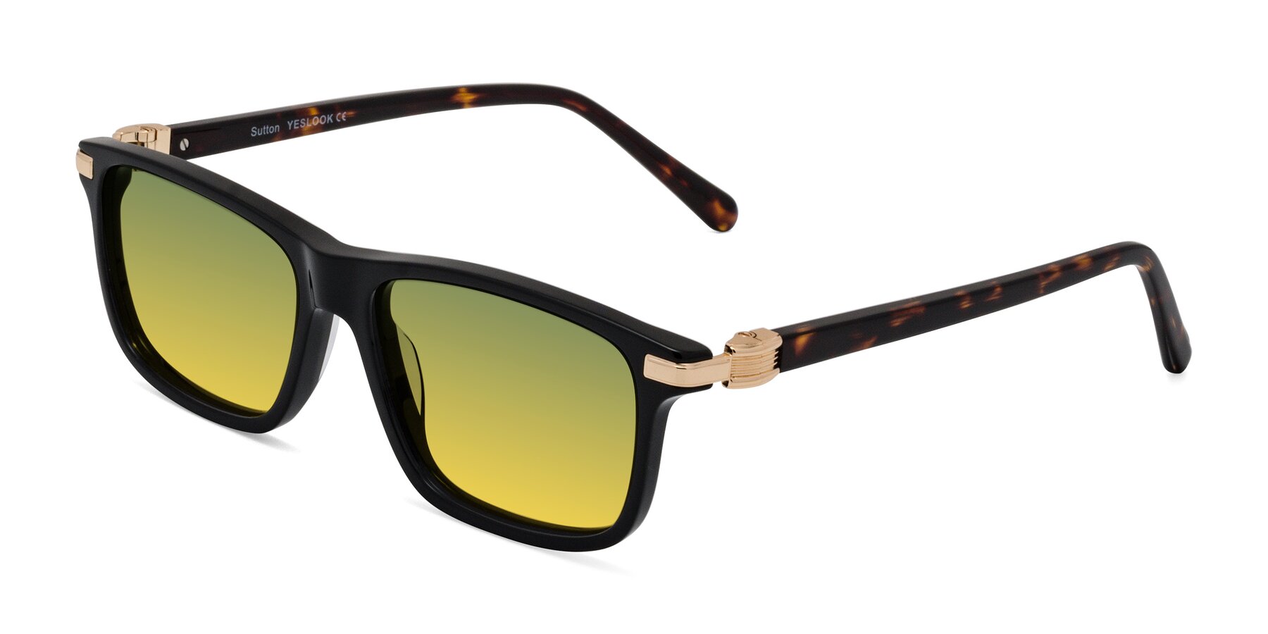 Angle of Sutton in Black/Tortoise with Green / Yellow Gradient Lenses