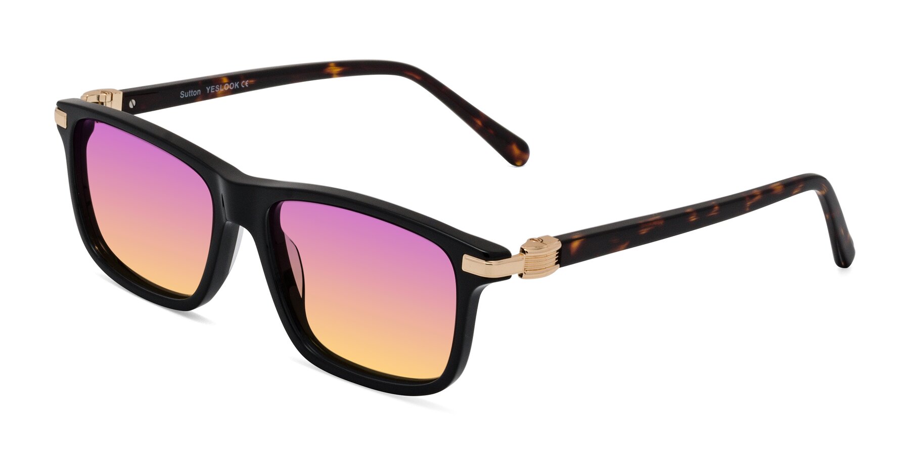 Angle of Sutton in Black/Tortoise with Purple / Yellow Gradient Lenses