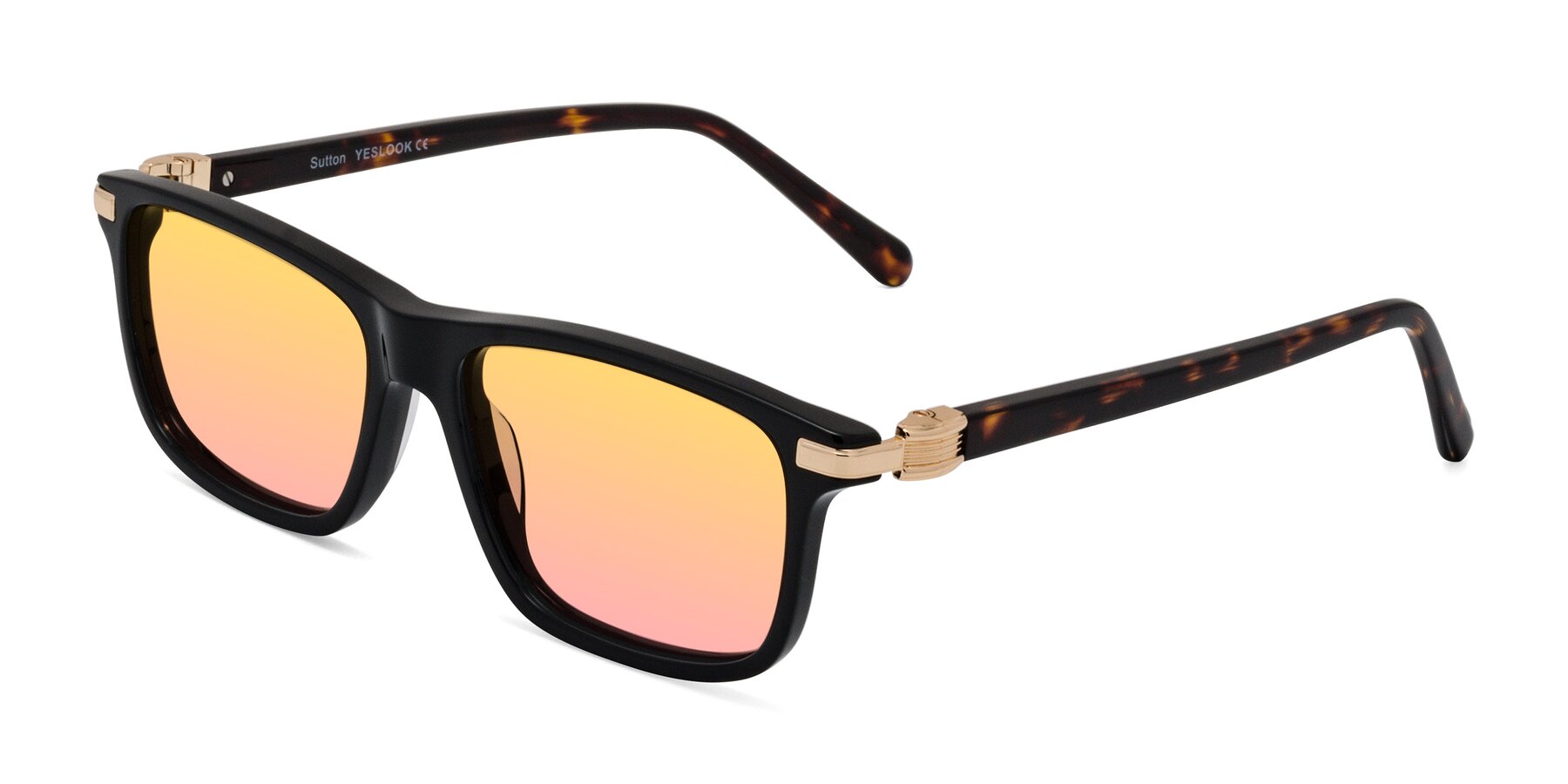 Angle of Sutton in Black/Tortoise with Yellow / Pink Gradient Lenses