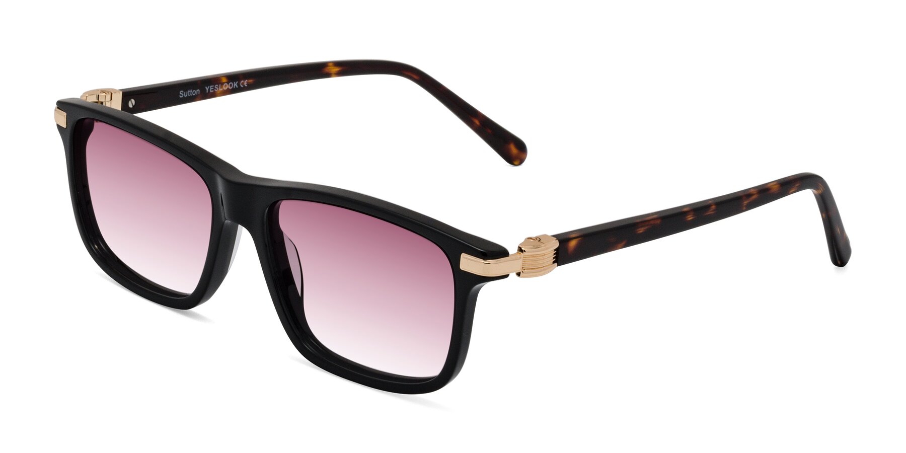 Angle of Sutton in Black/Tortoise with Wine Gradient Lenses