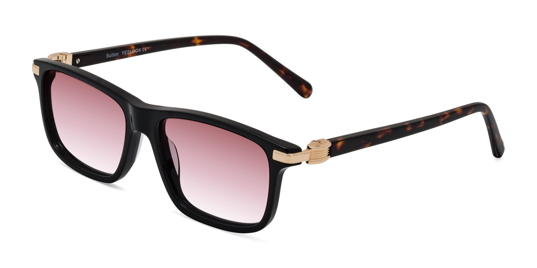 Angle of Sutton in Black/Tortoise with Garnet Gradient Lenses