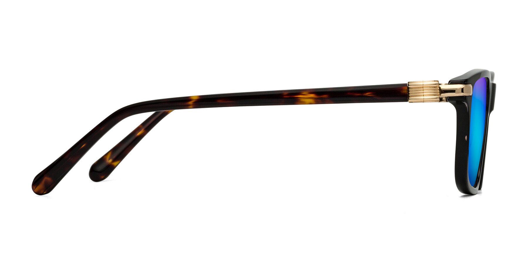 Side of Sutton in Black/Tortoise with Blue Mirrored Lenses