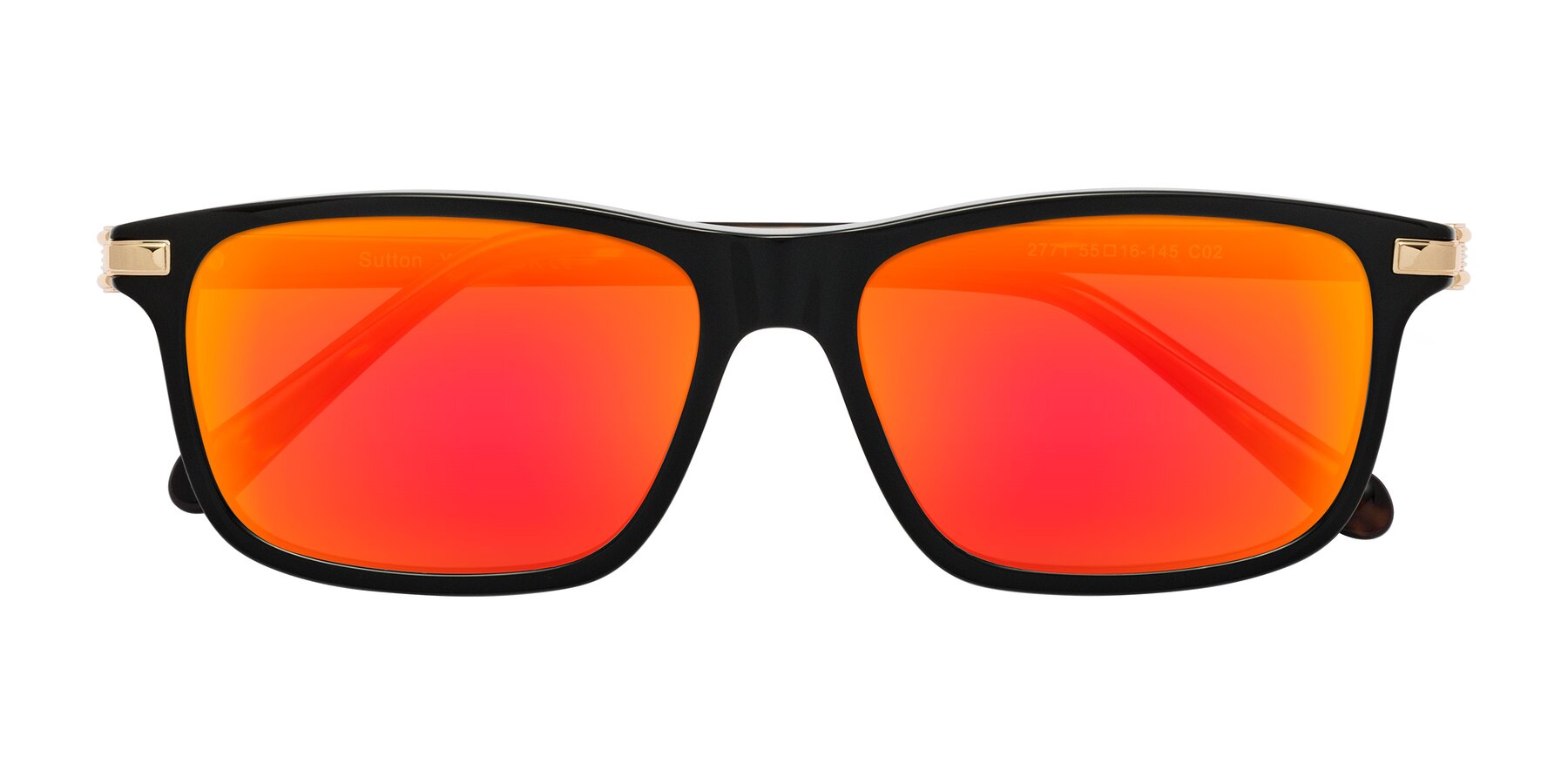 Folded Front of Sutton in Black/Tortoise with Red Gold Mirrored Lenses