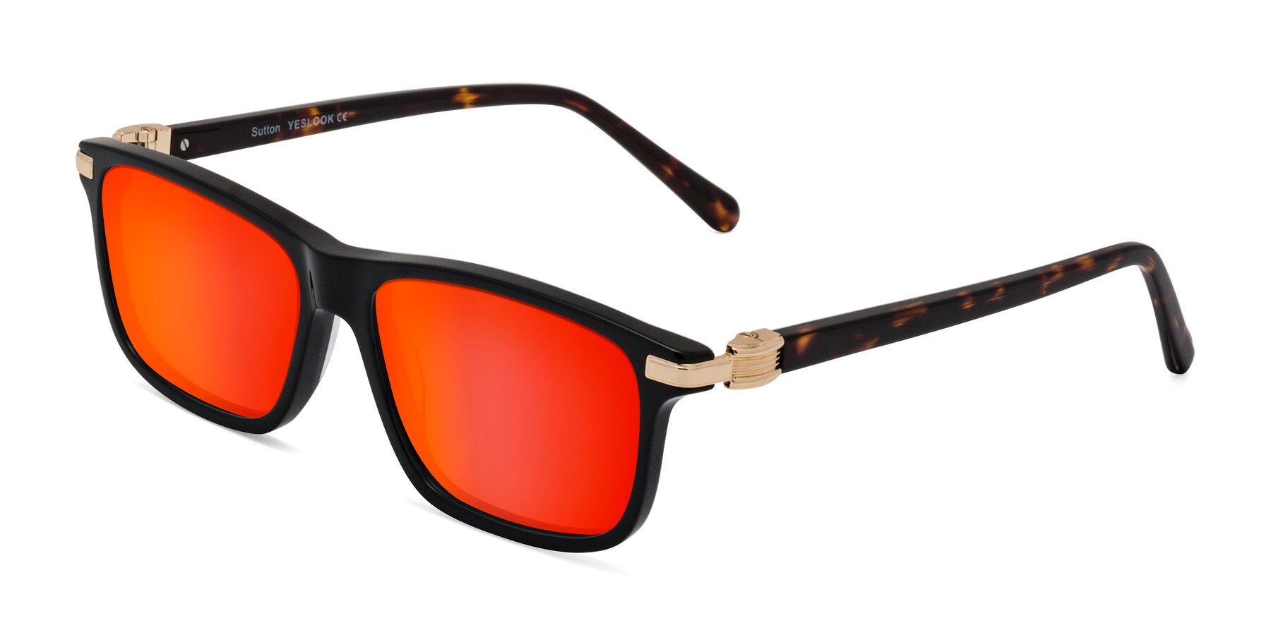 Angle of Sutton in Black/Tortoise with Red Gold Mirrored Lenses
