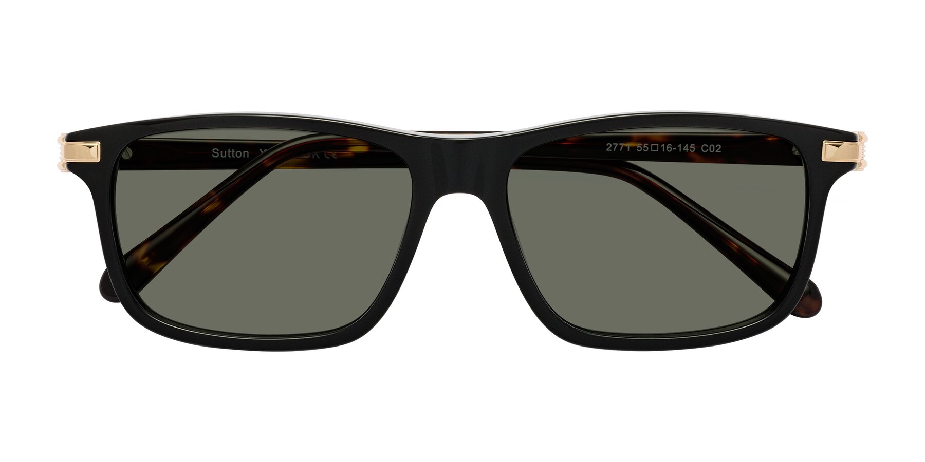 Folded Front of Sutton in Black/Tortoise with Gray Polarized Lenses